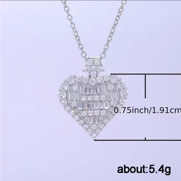 Sterling Silver Heart Zircon Necklace Earrings Matching Set - Picture 9 of 9